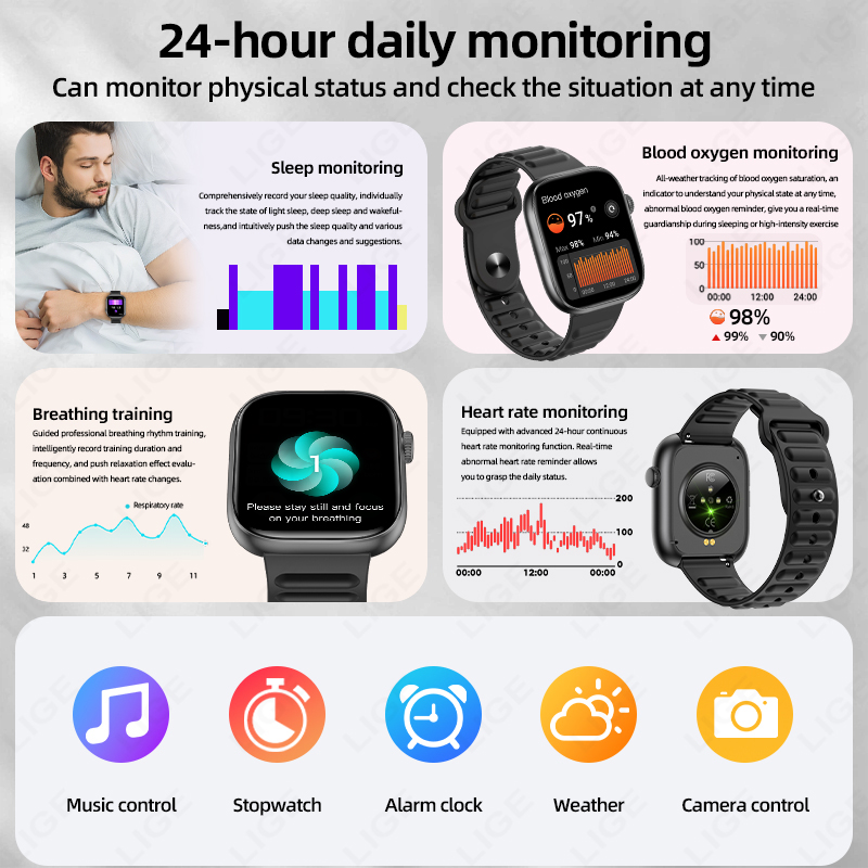 LIGE スマートウォッチ メンズ 1.83 インチ HD  - Smartwatch Custom のレビューと価格